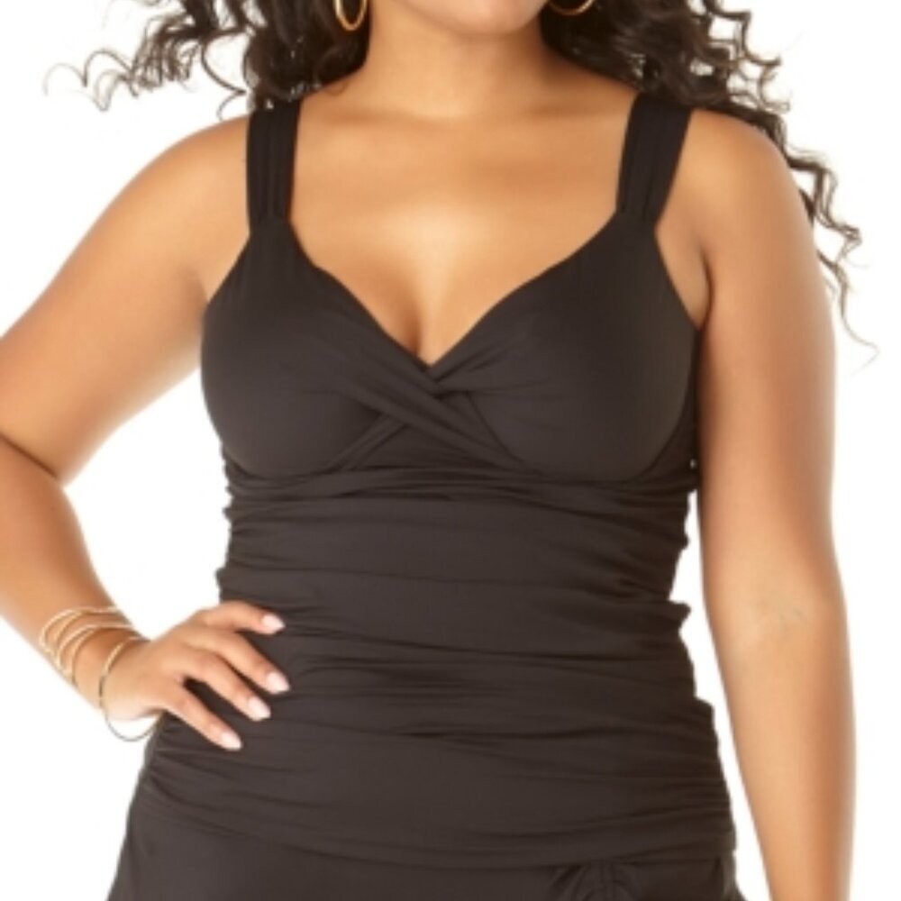 Anne Cole Plus Size Live in Color Twist Underwire Tankini Top 18W
